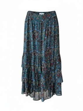 NWT ba&sh "Paula" Floral Teal Skirt Size Large